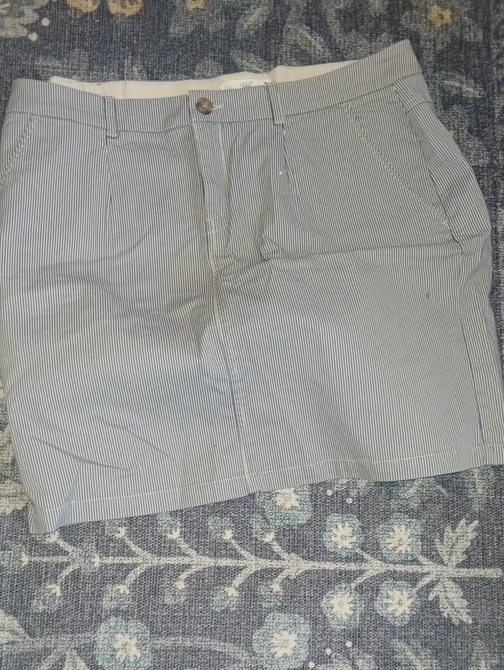 H&M Blue and White Pinstripe Mini Skirt